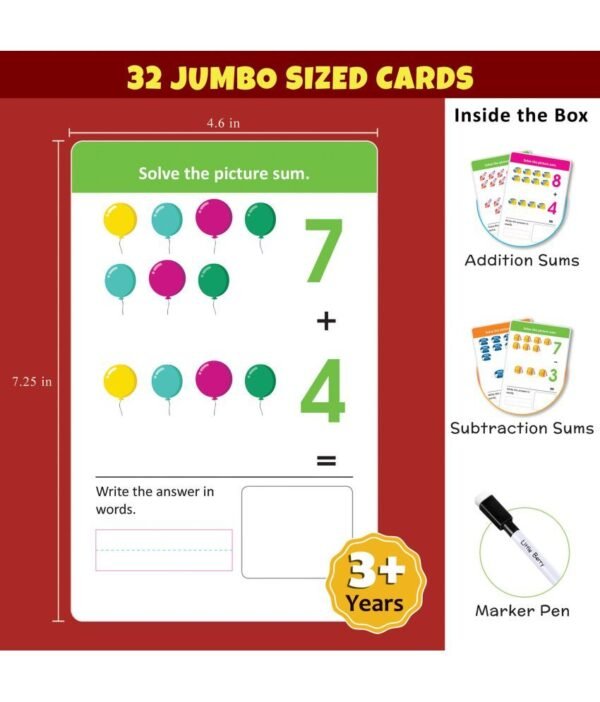 ADDITION AND SUBTRACTION WRITE AND WIPE JUMBO FLASH CARDS - Image 3