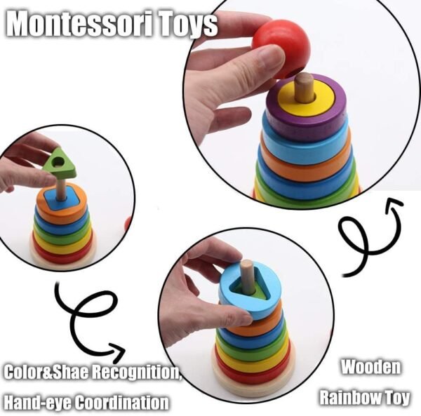 MONTESSORI WOODEN RAINBOW TOWER - Image 4